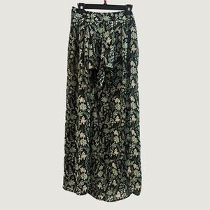 Kaari Blue Floral High Low Skort Skirt with Sheer Overskirt Black Green Size 4
